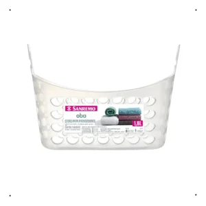 Cesto Porta Pregador Em Plástico 1,6l Fixação Varal Sanremo