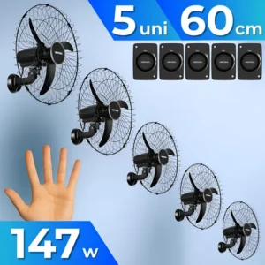 Kit 5 Ventiladores De Parede 60cm 3 Pas Para Academia Igreja