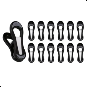 Prendendor Mult Emborrachado Plastico 12 Peças Preto Branco