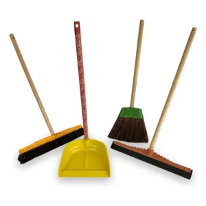 Kit Limpeza Vassoura Piaçava Pelo 40cm Rodo 40 Pá Com Cabo