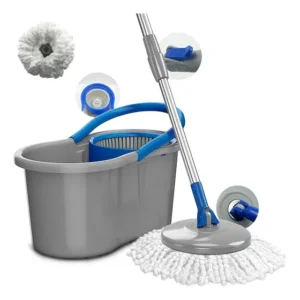 Mop Giratório 360° Rodo Mágico Esfregão E Balde Para Limpeza Azul