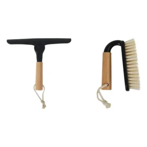 Kit Limpeza Oikos: 1 Rodo Pia Dobrável Preto + 1 Escova Limpeza Multiuso Preta