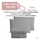 Jogo De Lençol King Size 04 Peças 600 Fios - Toque Macio - Imagem 4