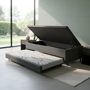 Bicama Box Baú Solteiro B&G Cinza 96x203 com Colchão Auxiliar D20