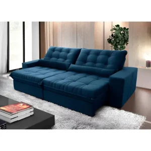 Sofá Retrátil/reclinável Zurique 2,50m Velut Azul C/ Molas King House