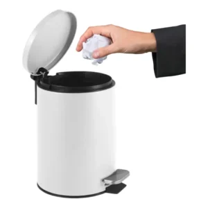 Lixeira Inox 5 L Com Pedal Balde Removível Acabamento Matte Branco