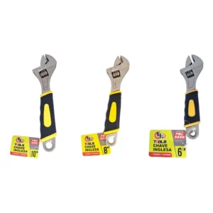 Kit Jogo Chave Inglesa Ferramenta Ajustável 6 8 10 Polegadas Preto E Amarelo