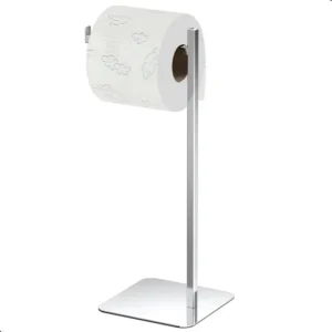 Porta Papel Higiênico De Chão Inox Prateado MetalCromo Modelo Nice