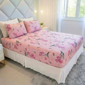 Jogo De Lençol Cama Queen Size 3 Peças Box Estampado Com Elástico Malha 100% Algodão Cozzilar Toque Macio Hotel Pousada Modelo 12