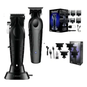 Kit Kemei KM 2296 KM 2299 Cortador de Cabelo e Barba Sem Fio Profissional