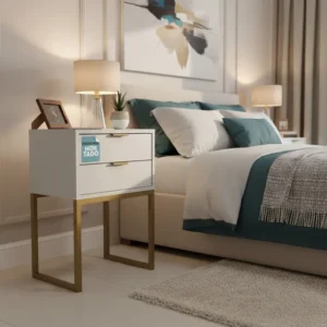 Mesa Cabeceira MDF Fl Decor 40cm 2 Gavetas Fosco Bege