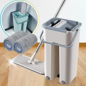 Rodo Flat Mop Balde Esfregão Lava Seca 2 Refil Microfibra Verde