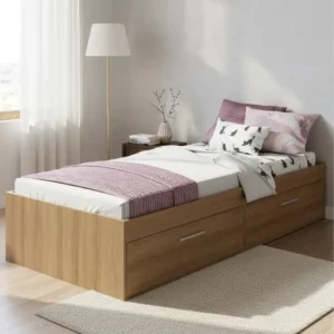 Cama Solteiro Com 2 Portas 80 Tókio Mel Marrom Amarelado