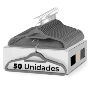 Vittak Kit 50 Cabides Adulto Veludo De Roupas Antideslizante Slim Cor Cinza