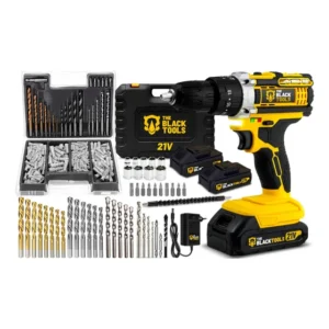 Parafusadeira Furadeira De Impacto 2 Baterias 21v Tb21px Com Kit Brocas E Buchas 300 Peças The Black Tools