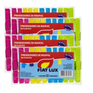 Kit 4 Prendedor De Roupa Fiat Lux Plástico Pacote12 Un Cada