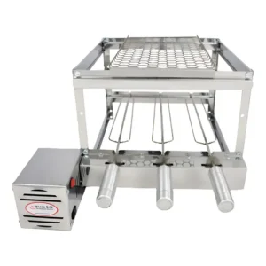 Grill Inox Elétrica P/ Churrasqueiras Gira 3 Espetos +grelha Painel C/ Motor Esquerdo 127/220v