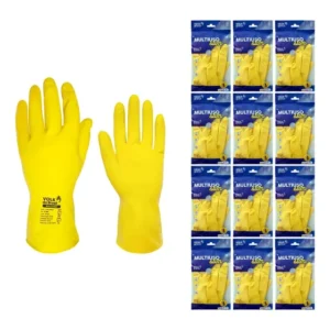 Kit 12 Luva Látex Impermeável Limpeza Multiuso Doméstica