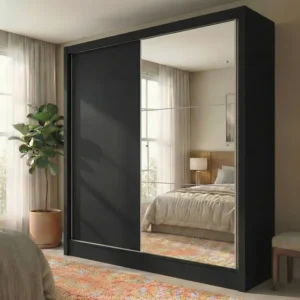 Guarda Roupa Solteiro 2 Portas De Correr 2 Gavetas E Jh Preto Prime Tx