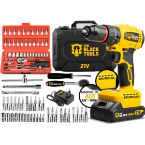 Parafusadeira Furadeira Brushless 3/8 Maleta + Kit 46 Peças