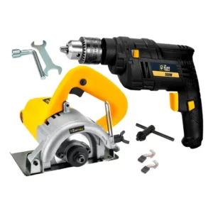 Kit Ferramentas Serra Mármore 4.3/8 1200w Com Furadeira De Impacto 3/8 10mm 550w The Black Tools