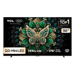 Smart TV TCL 98 Polegadas QLED Mini LED Matte 4K C6K WiFi Bluetooth Google TV 144Hz VRR HDR10+ 98C6K