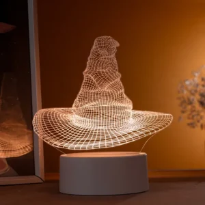 Luminária Led Chapéu Seletor Harry Potter - Abajur De Mesa Cúpula Branco Estrutura Branco
