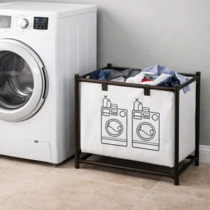 Cesto Roupa Suja Organizador Lavanderia Banheiro Desmontável Branco