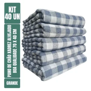 Pano De Chão Xadrez Alvejado 70 X 40 Cm - Neves - Grande - Tipo Saco Duplo - Kit C/ 40 Unidades