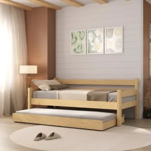 Bicama Madeira Maciça para Colchão 78/88 x 188cm Paris Multimóveis VCR4139 Cor Natural