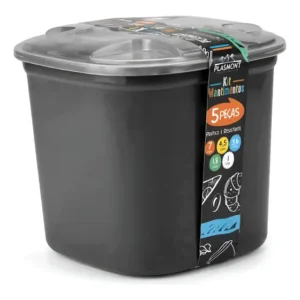 Kit Porta Mantimentos 5 Peças Organizador Alimentos Preto Preto