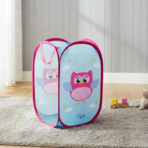 Cesto Roupas Organizador Infantil Poliéster Coruja Art House 50cm Dobrável