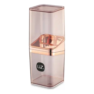 Porta Escovas Creme Dental Com Tampa Jogo Banheiro Lavabo Rosé Gold