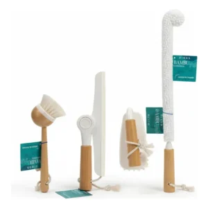 Kit Limpeza Oikos Funcional 4 Peças Bambu Offwhite Cozinha