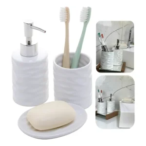 Kit Lavabo Banheiro Pia 3 Pçs De Ceramica Luxo Branco Lyor Branco