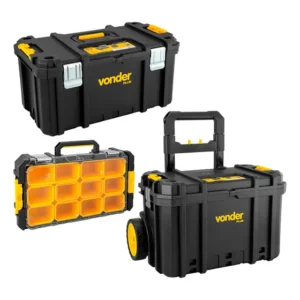 Kit Maleta Caixa Organiza Ferramenta Vonder Plus Crv Opv Cpv Cor Preto Com Amarelo