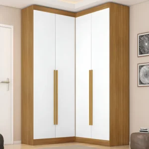 Guarda-Roupa Casal Cantu Yescasa de Canto 4 Portas Freijó/Branco com Gavetas