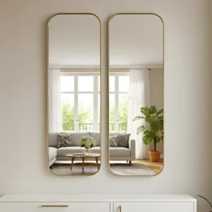 Kit Espelho Retangular Decorativo Moderno Em Metal 70x30cm