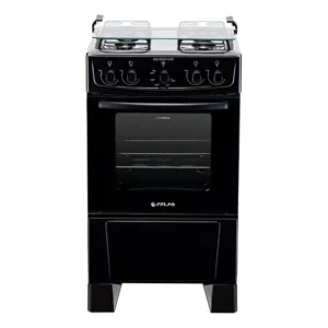 Fogão 4 Bocas Atlas Coliseum Plus Preto A Gás com Mesa de Inox e Forno de 50 Litros