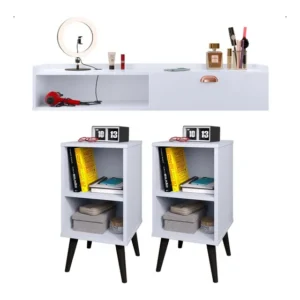 Kit 2 Mesas Cabeceira Retrô Penteadeira Makeup Suspensa Luxo