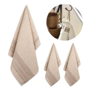 Kit 3 Pano De Prato Copa Chef Atoalhado Felpudo Bege Karsten Bege