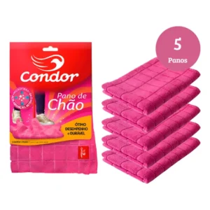 Kit 5 Pano De Chão Microfibra Para Limpeza Geral 50x70 Rosa-chiclete