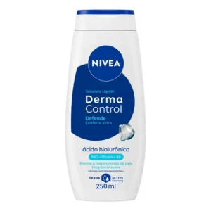NIVEA Sabonete Líquido Derma Control Defende 250ml, Limpeza Corporal, Previne Ressecamento, Ácido Hialurônico, Pele Suave