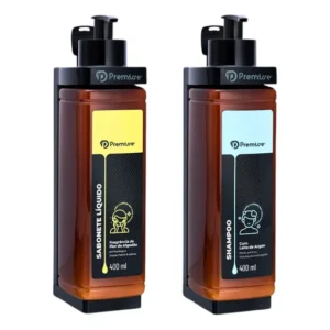 Kit Porta Sabonete Líquido Shampoo De Parede Banheiro Hotel Preto