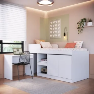 Cama Alta Multifuncional Solteiro Infantil/juvenil Com Ac