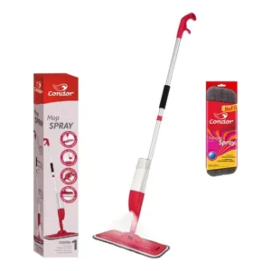 Kit Mop Spray Condor Esfregão Rodo Limpeza Rapida + 1 Refil Vermelho