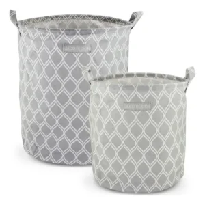 Conjunto De Cesto Para Roupa M E G Cor Cinza / Listrada