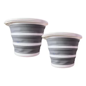 2 - Baldes De Limpeza Dobrável 10 Litros Cinza - Branco
