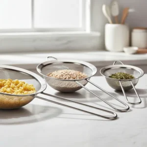 Kit 3 Peneiras Coador Aço Inox Cozinha Suco Tamanhos P M G