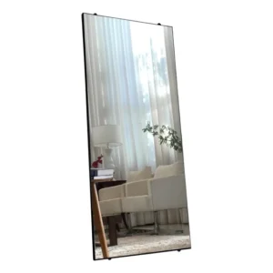 Espelho Decorativo Corpo Inteiro de Chão e Parede Isadora 150x80cm Demoglass Moldura Lateral na Cor Preta